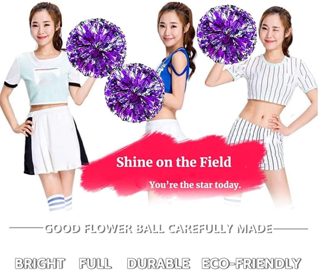 LINLIN Cheerleading Pom Poms, Cheerleader Pompoms Hand Flowers for Sports Cheers Ball Dance Costume Night Party Team Spirit, 4PCS Party Supplies
