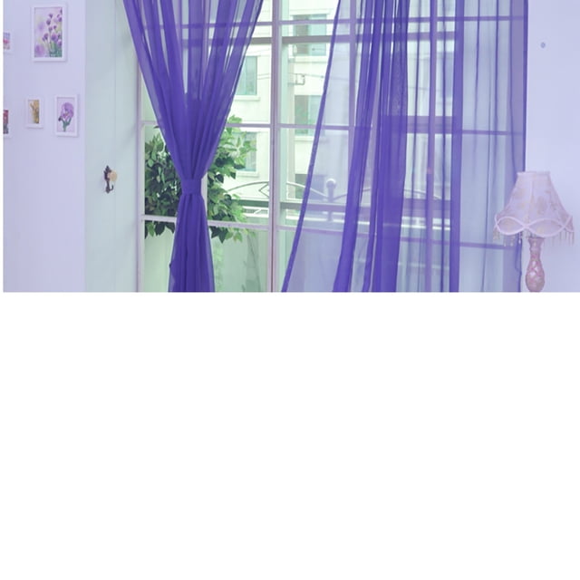 Sheer Curtain Door Window Curtains 1 Pcs Pure Color Tulle Door Window Curtain Drape Panel Sheer Scarf Valances