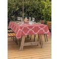 thumbnail image 2 of Outdoor Tablecloth with Umbrella Hole and Zipper, Red Moroccan Rectangle Table Cloth 54x80 Inch Waterproof Tablecloth, Ethnic Abstract Geometric Quatrefoil Grid Picnic Table Cover for Patio Camping, 2 of 7