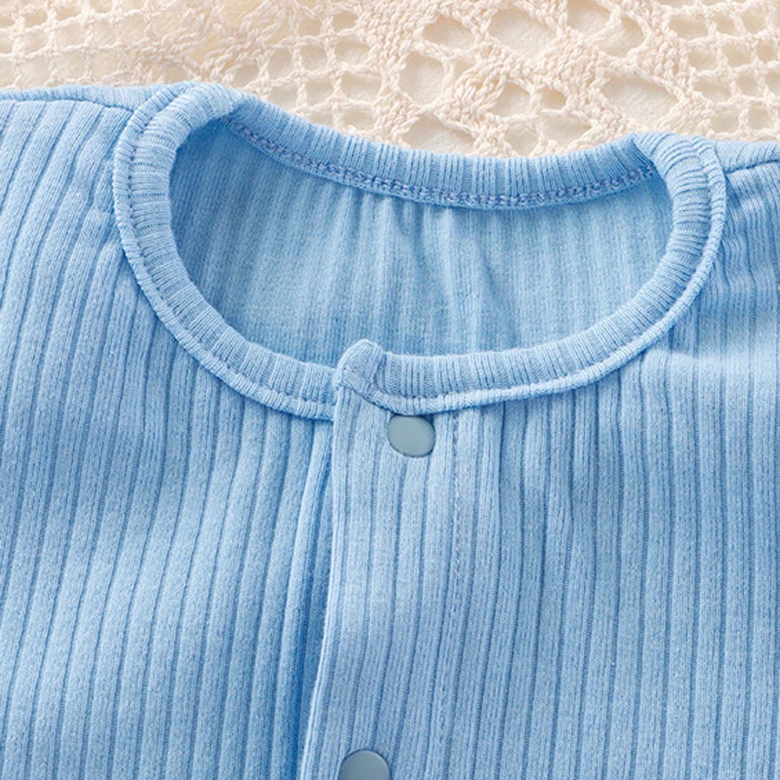 THDHVS Baby Onesies,Newborn Onesies Boy,Solid Color Cute Breathable Cotton Jumpsuit Summer Clothes Boys Girls Baby Round Neck Short Sleeve Rompers Light Blue 0-3 Months