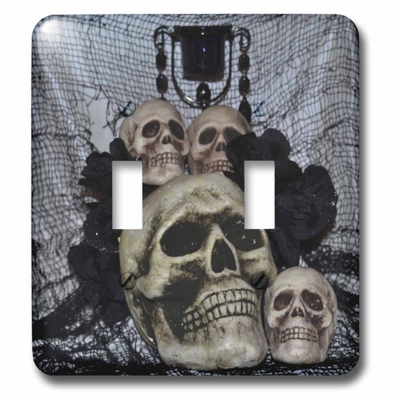3dRose, Skull012 Picture with four skulls, double toggle switch