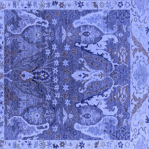 Ahgly Company Indoor Square Oriental Blue Industrial Area Rugs, 8' Square