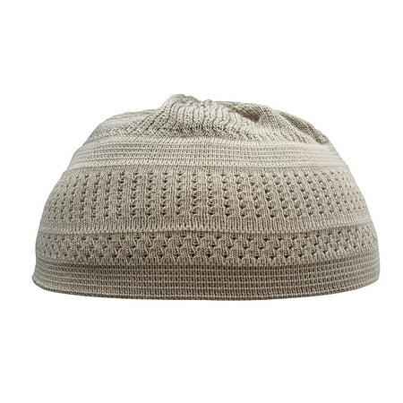 TheKufi® Khaki Topi Cotton Stretch-knit Style Kufi Hat Beanie Skull Cap (L)