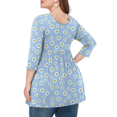 thumbnail image 3 of CHUANK Tunique à Col Rond pour Femmes Grande Taille, Blouse à Manches 3/4, T-Shirt Ample à Fleurs 0X-5X, 3 of 4