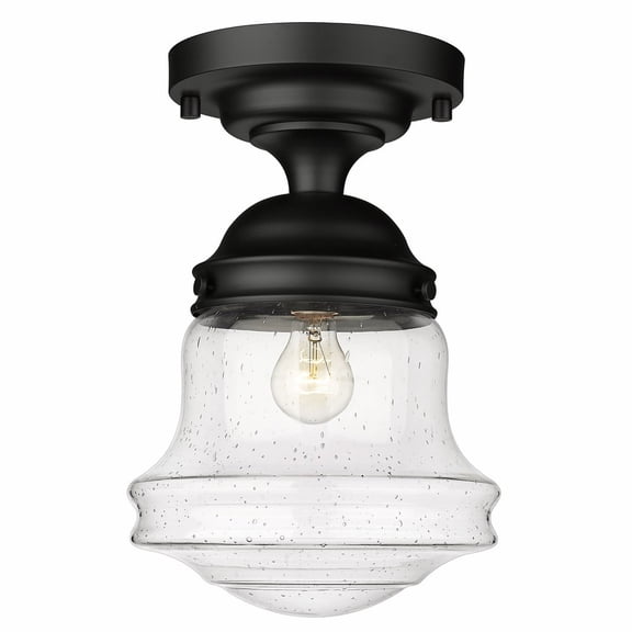 1 Light Flush Mount In Industrial Style-15.75 Inches Tall And 10.5 Inches Wide-Matte Black Finish-Clear Seedy Glass Color Z-Lite 736F10-Mb