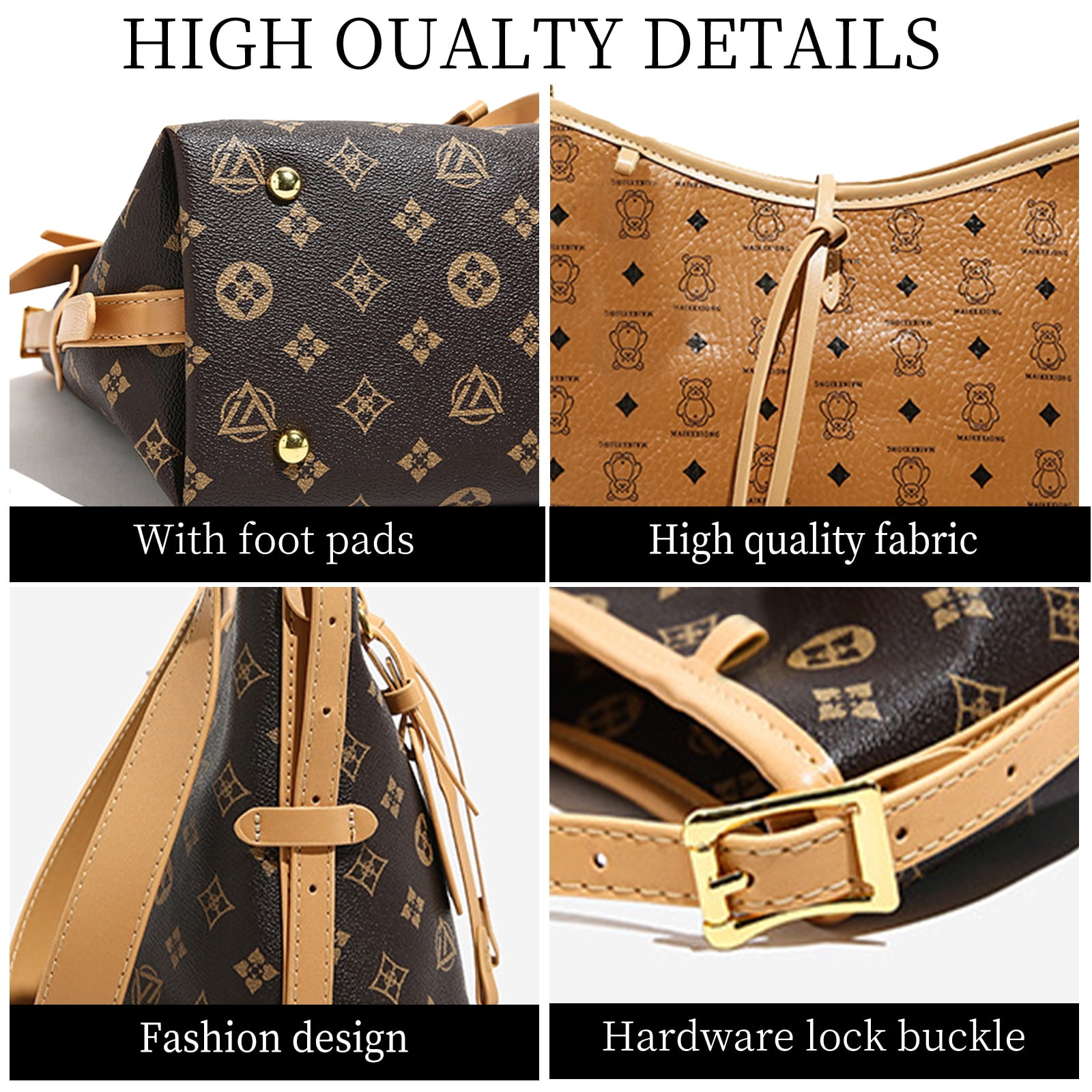 Stylish Handbag for Women - Crossbody Bag With Adjustable Strap, Hard Wearing & Fashionable Shoulder Bag, Including Cherry Keychain(Brown)