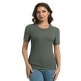 thumbnail image 3 of Womens Scoop Neck T Shirts Basic Ribbed Tees Fitted Tshirt Plain Short Sleeve Tops Casual, 3 of 6