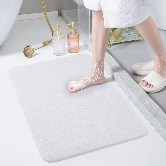 Tapete para Regadera Antiderrapante, Tapete para Baño, Tapete de Ducha PVC Loofah, Tapete de Baño con Drenaje, Alfombra para Ducha, Secado Rápido (Blanco)