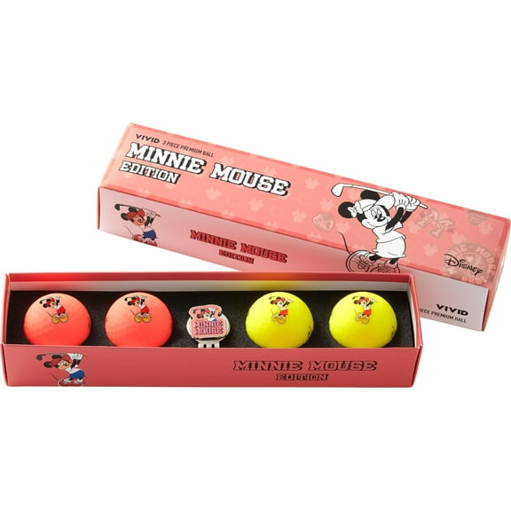 Volvik Disney Minnie Mouse Golfing Golf Balls Set | 4-Pack with Collector Ball Marker & Magnetic Hat Clip | High-Performance 3-Piece Ball | Vibrant Matte Finish | Perfect Gift for Disney Fan