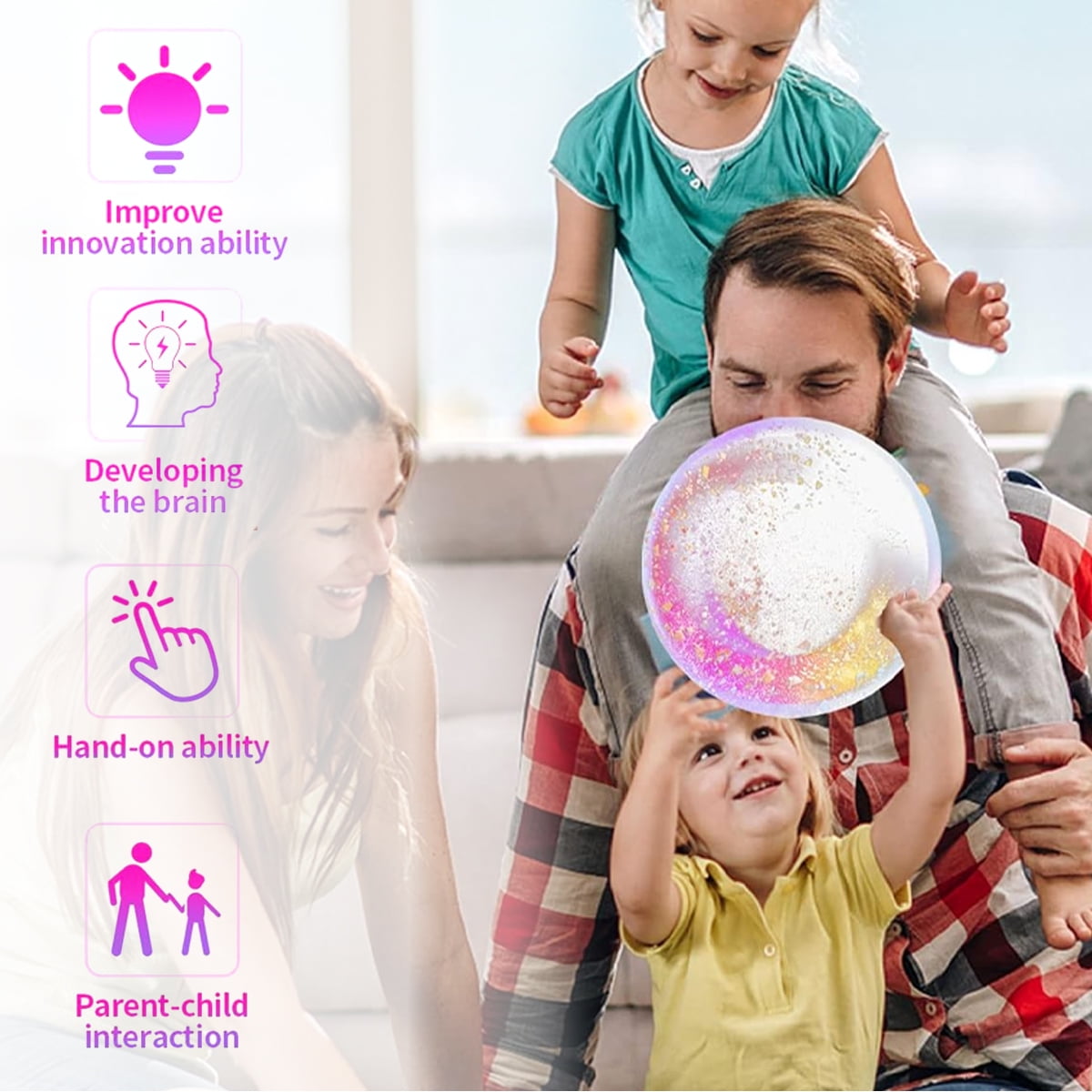 62Pcs Nano Tape Bubbles Set, 3M Nano Double Sided Tape, 2 Rolls Colored Bubble Tape, Magic Bubble Tape Toy Kit, Nano Tape Bubble Craft Kit For Girls, Boys - Pink