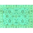 thumbnail image 1 of Ahgly Company Machine Washable Indoor Rectangle Oriental Turquoise Blue Traditional Area Rugs, 5' x 7', 1 of 1