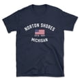 thumbnail image 1 of Norton Shores Michigan Patriot Men's Cotton T-Shirt, 1 of 1
