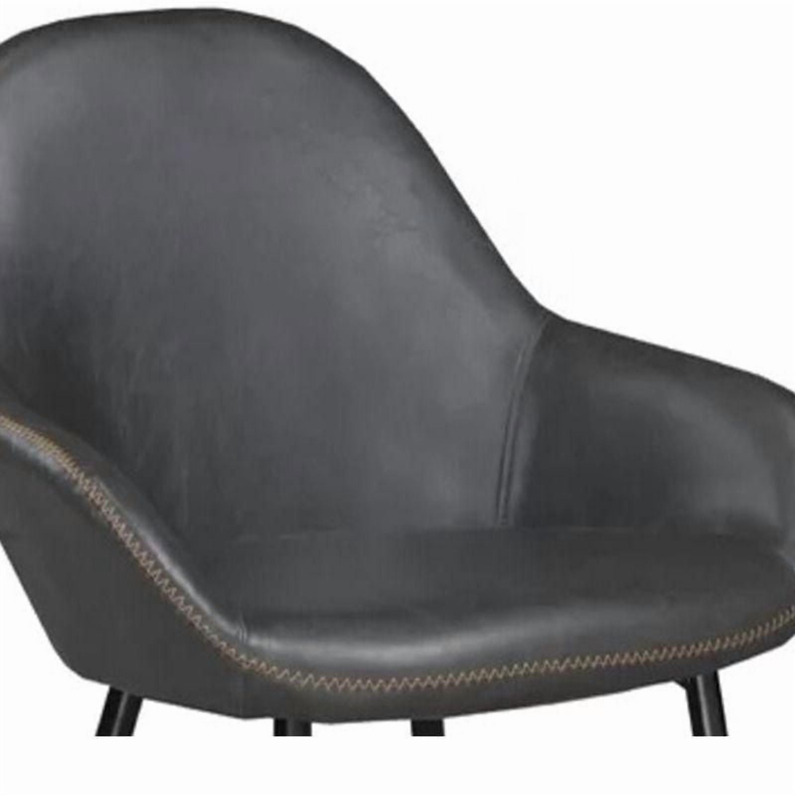 Ani Mid-Century Arm Dining Chair in Black – Durable Upholstered PU with Black Matte Legs, Set of 2, Perfect for Restaurants