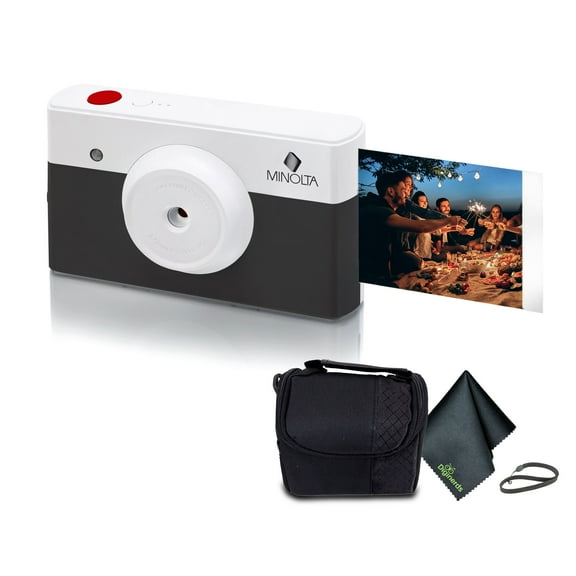 Minolta MNCP10-CH Instapix 2 in 1 Instant Print Digital Camera & Bluetooth Printer (Charcoal) Camera Bag Diginerds Microfiber Cleaning Cloth