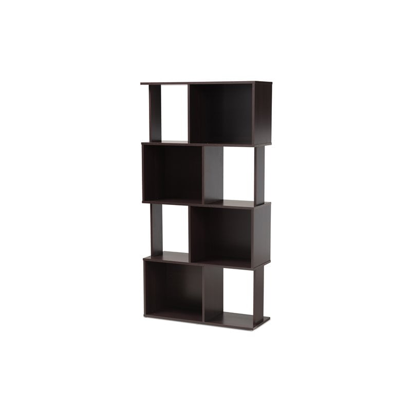 Baxton Studio Lindy 2-Tier Modern Display Shelf Dark Brown Wholesale Interiors FP-2Tier-Display