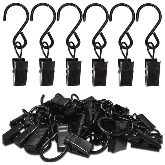 Stainless Steel S Hooks Curtain Clips, 50 Pack Hanging Party Lights Clips Hangers Gutter Photo, Art Craft Display, 2.4 Inch Long