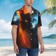 thumbnail image 3 of Fotbe Red And Blue Fire Cat Camisa Hawaiana para Hombre Unisex – Camisa Casual de Verano con Botones de Manga Corta de Algodón y Lino,3X-Large, 3 of 7