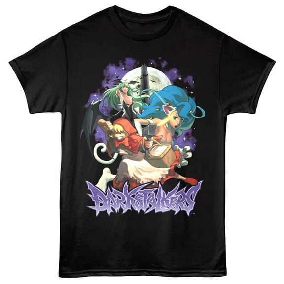 Darkstalkers Morrigan Felicia and BB Hood Men's T Shirt (Black, Adult2XL)