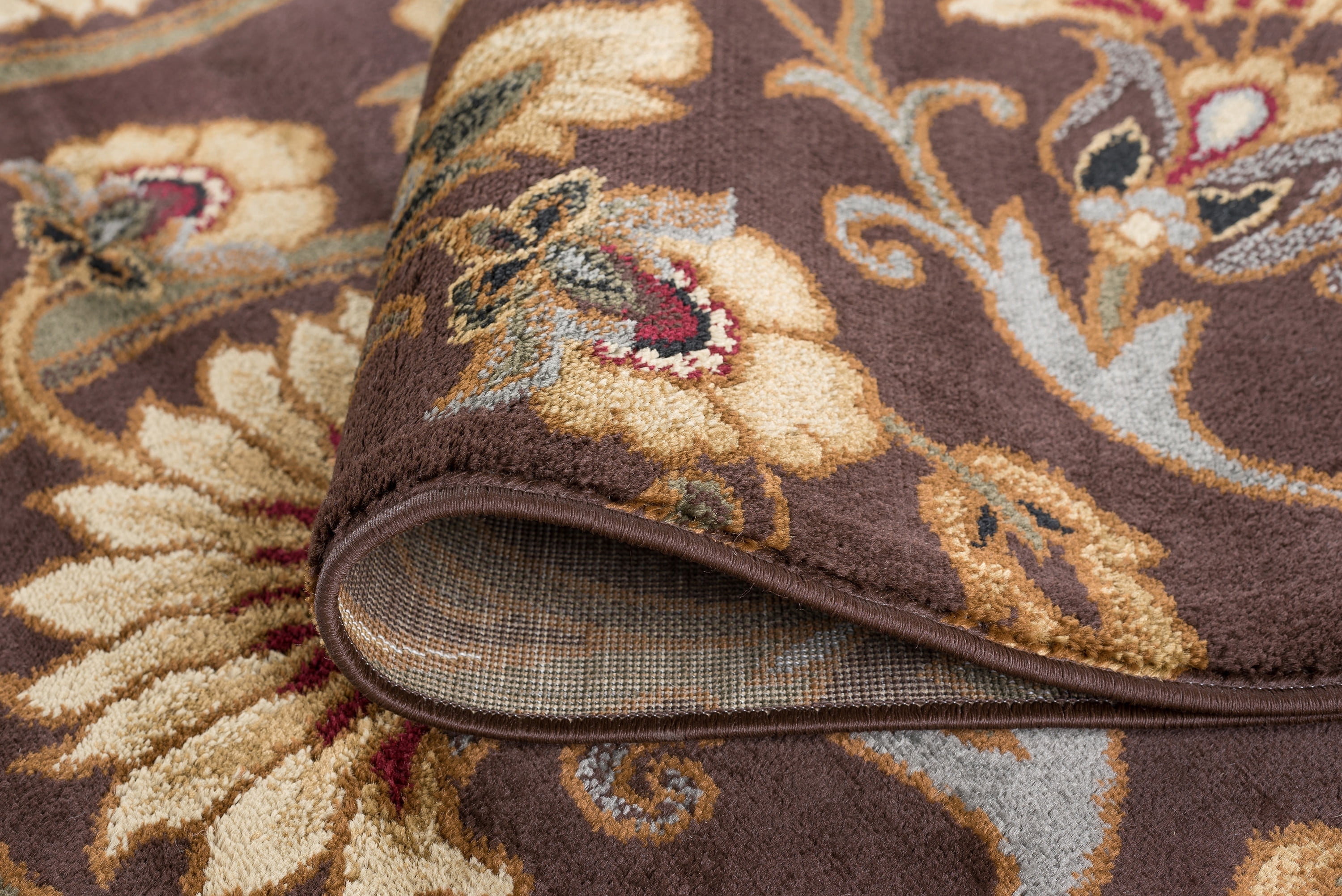 Elegance Transitional 9' x 12.6' Brown and Sage Green Polypropylene Indoor Area Rug