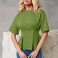 thumbnail image 6 of Pounoo Women's T-Shirts Short Sleeve Crew Neck Cinched Waist Tops Casual Daily Wear Soft Fabric Relaxed Fit Shirts, 6 of 8