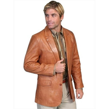 - Mens Leather Wear Western Blazer, Ranch Tan, Size 46