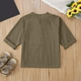 thumbnail image 4 of qolati Girls Shirts Loose Fit Button V Neck Henley Blouses Teen Summer Lightweight Solid Tee Tops with Pockets, 4 of 4