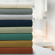 Color Sense 600 Thread Count Luxury Cotton Blend Wrinkle Resistant Sheet Set Queen Light Blue