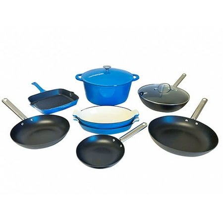 10 Piece Iron Set - Le Chef 10-Piece All Enameled Cast Iron Cookware Set, (Multi-Colored, FBMB)