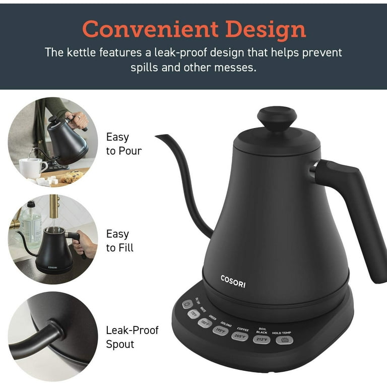 Cosori Electric Kettle, Coffee, Kettle, Temperature Control, Electric Pot, Gift 0.2 Gal (0.8 L), Heat Retention, Empty Firing Prevention Function, PSE