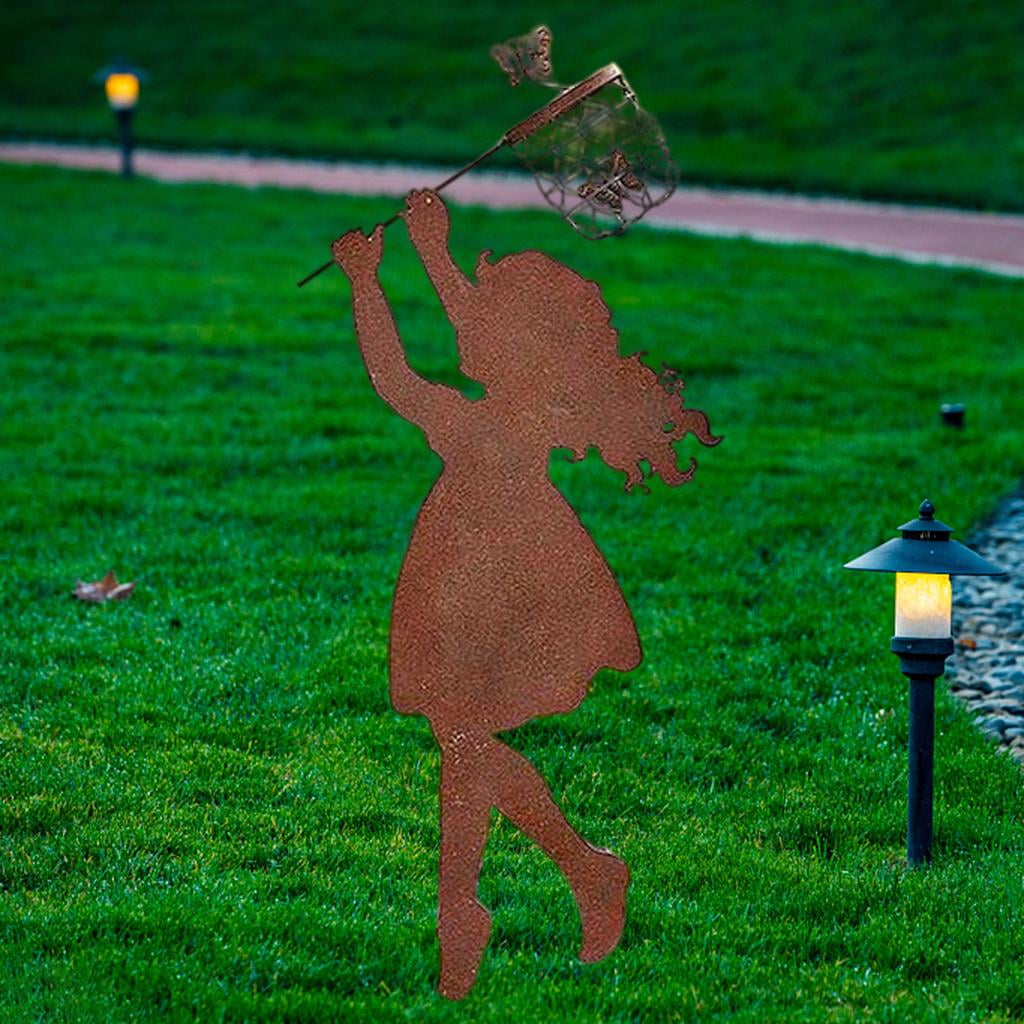Fzaqwen Metal Silhouette Yard Art Statue for Garden Backyard Planter Ornaments Girl