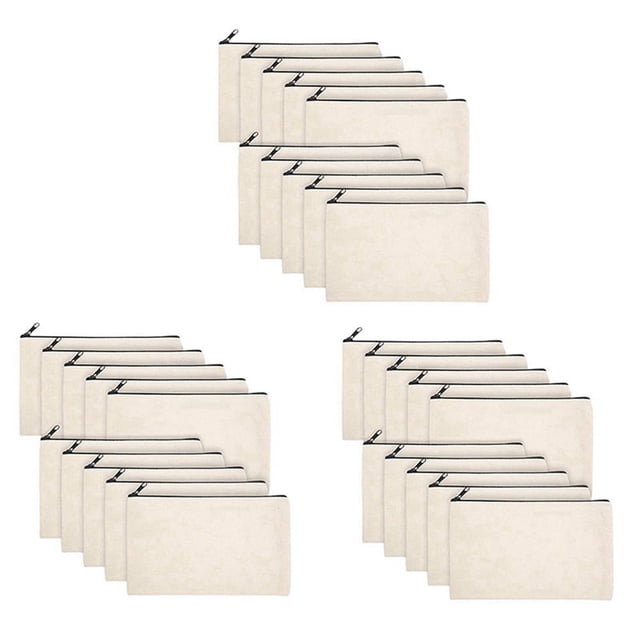 Bolsa Bricolaje En Blanco 30 Piezas Estuche Lona Bolígrafo Bolsas Maquillaje En Blanco - Bolsa Lápiz Lona Bolsa Viaje Bolsa Cosméticos Lona Algodón