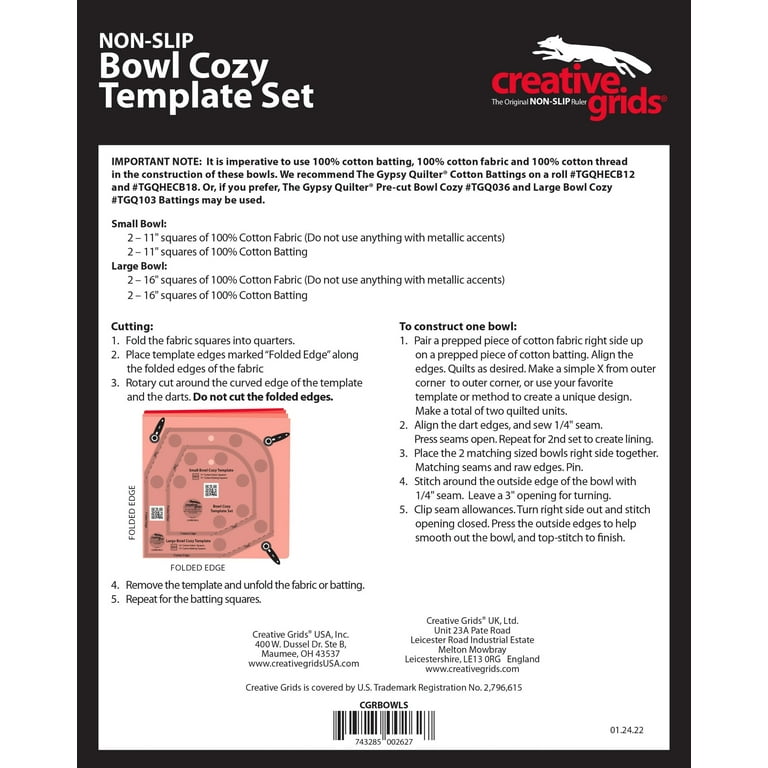  Creative Grid Bowl Cozy Template Set - CGRBOWLS : Arts, Crafts  & Sewing