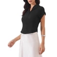 thumbnail image 4 of INSPIRE CHIC Dressy Top for Women's Lapel Collar Office Cap Sleeve Button Lightweight Work Blouse XS Black, 4 of 6