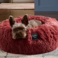 thumbnail image 4 of NICOLE MILLER NEW YORK PET Ellie Fuzzy Solid Donut Pet Bed, Plush, Cozy & Calming, Water Repellent, Non-Slip Bottom, 100% Machine Washable, Burgundy Rose, Medium 28"x28"x7" Round, 4 of 13