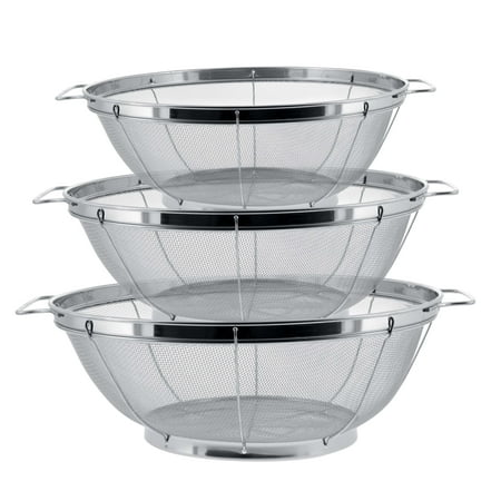 

U.S. Kitchen Supply 3 Piece Colander Set-Stainless Steel Wired Mesh Strainer 11 -5 Quart 9.5