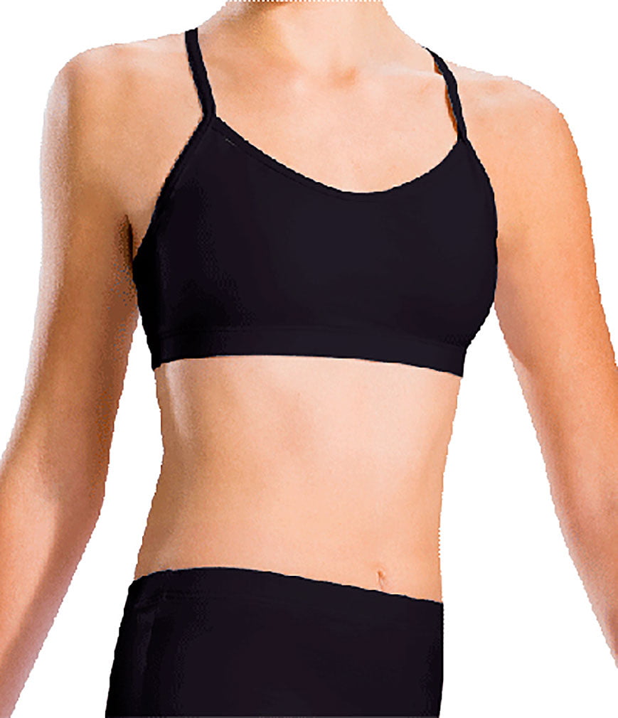 Motionwear Women's V-Back Strap Cami Bra Top 2X BLACK 