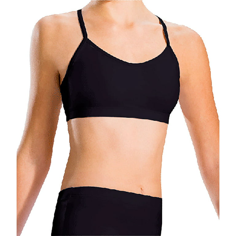 Motionwear Women's V-Back Strap Cami Bra Top 2X BLACK 