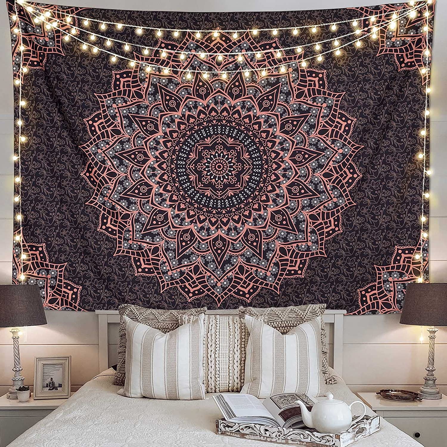 Black Pink Mandala Tapestry Wall Hanging Vintage Tapestries Aesthetic Hippie Wall Decor Bohemian Wall Art Boho Home Decoration for Bedroom Living Room Dorm Walmart