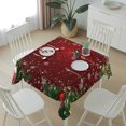 thumbnail image 6 of Red Christmas Table Cloth Waterproof Tablecloths, Winter Xmas Balls Snowflake Pine Branches Tablecloth Dining Table Cover for Kitchen Party Tabletop Outdoor, Square Tablecloth 60x60 Inch, 6 of 9