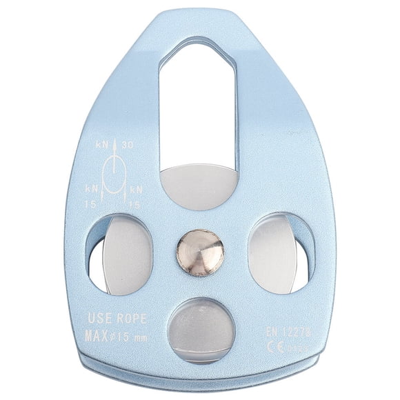 Polea de rescate de 32KN para escalada al aire libre, polea única con placa oscilante (azul)