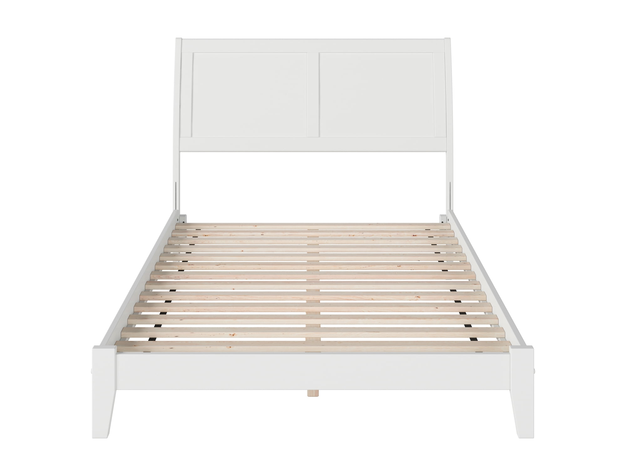 AFI Portland Queen Low Profile Wood Platform Bed Frame with Sleigh Headboard, White