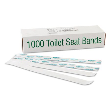 Bagcraft Sani/shield Printed Toilet Seat Band, 16 X 1.5, Deep Blue/white, 1,000/carton