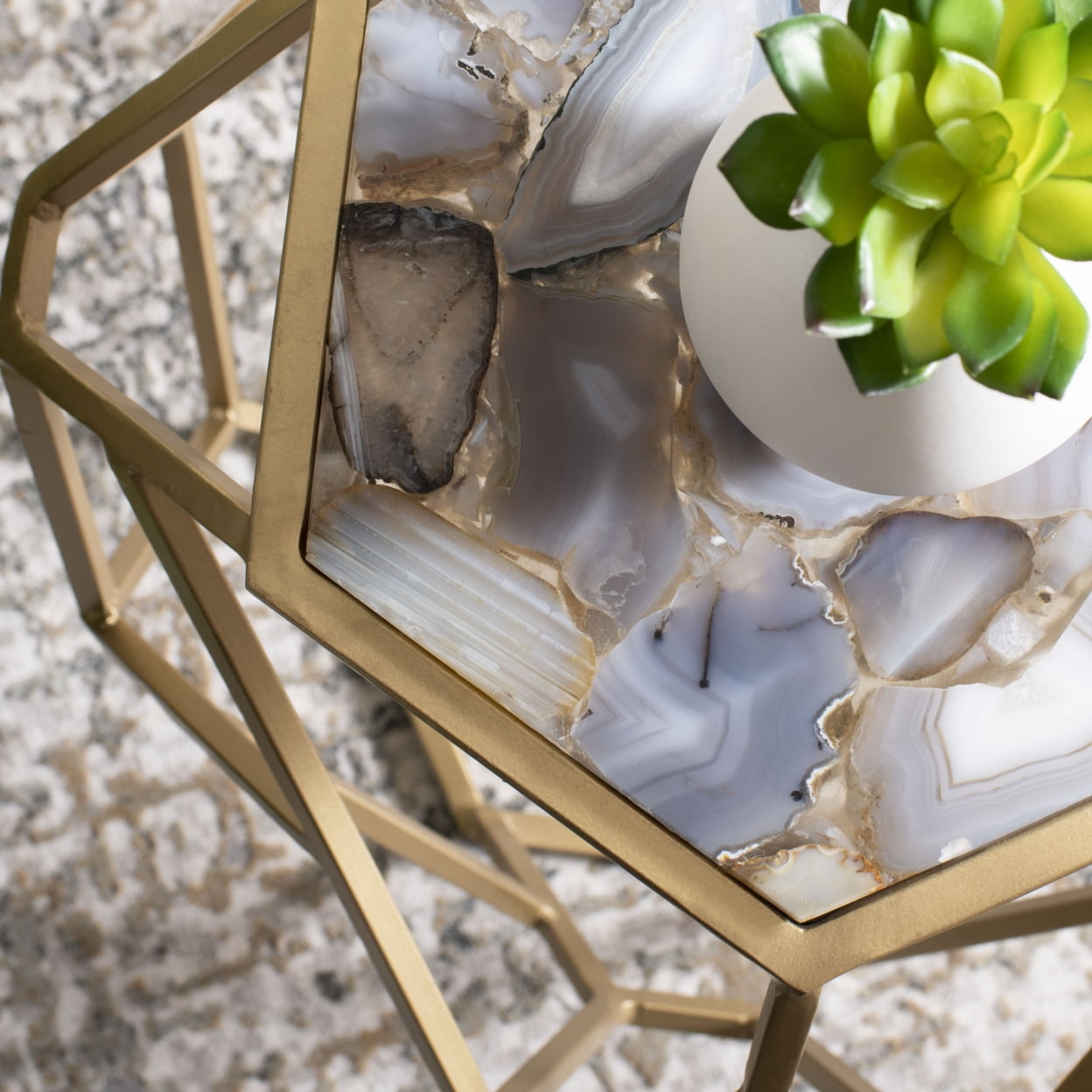 SAFAVIEH Ava Modern Glam Geometric Accent Table, Multi/Gold