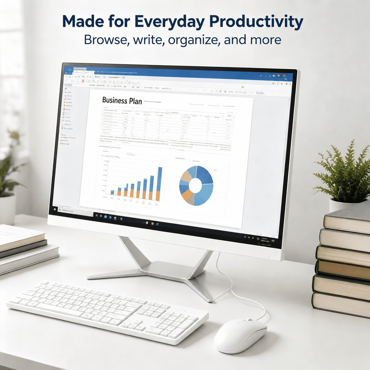 PTZZHEDM 27" All-in-One Business Computer, Intel N5095, 16GB RAM, 512GB SSD, Win10 Pro, White