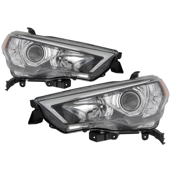 EPIC LIGHTING CAPA OE Style Halogen Headlights Chrome Bezel Assembly Replacement for TOYOTA 14-20 4RUNNER [ TO2518150C TO2519150C 8117035571 8113035541 ] Pair
