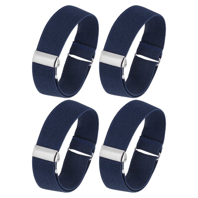Soportes de Mangas Antideslizantes para Camisas Elásticas para Hombres y Mujeres, Paquete de 4/2 Pares en Azul Marino