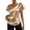 Khaki, variant on Side Drawstring Ruched Glossy Satin Top V Neck Flutter Short Sleeve Slim Curved Hem Elegant for Women Spring Summer Office Party Wear S-XXL