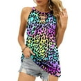 thumbnail image 4 of HAPIMO Women's Summer Tank Tops O-Neck Blouse Gradient Leopard Print Tops Casual Tunic Swing Camis Vest Sleeveless Shirts for Girls Hollow Out Camisole Savings Multicolor XL, 4 of 8