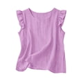 thumbnail image 5 of Bmisegm Womens Tank Tops Casual Comfortable Ruffle Sleeveless Round Neck Relaxed Fit Lightweight Breathable Basic Vest Summer Tops for Women Pink XXXL, 5 of 5