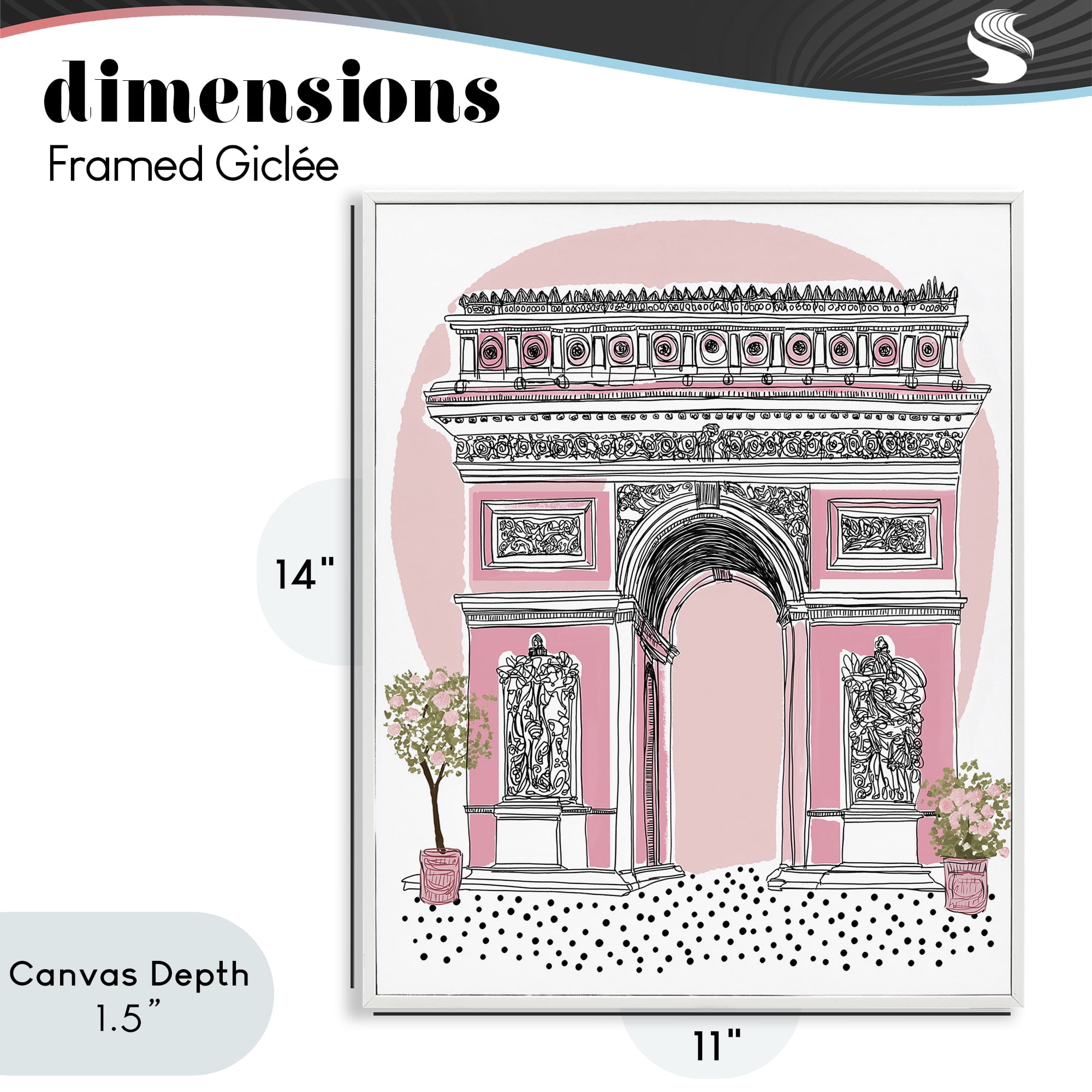 Stupell Industries Pink Neoclassical Archway White Framed Giclee Art, design by Jess Stempel